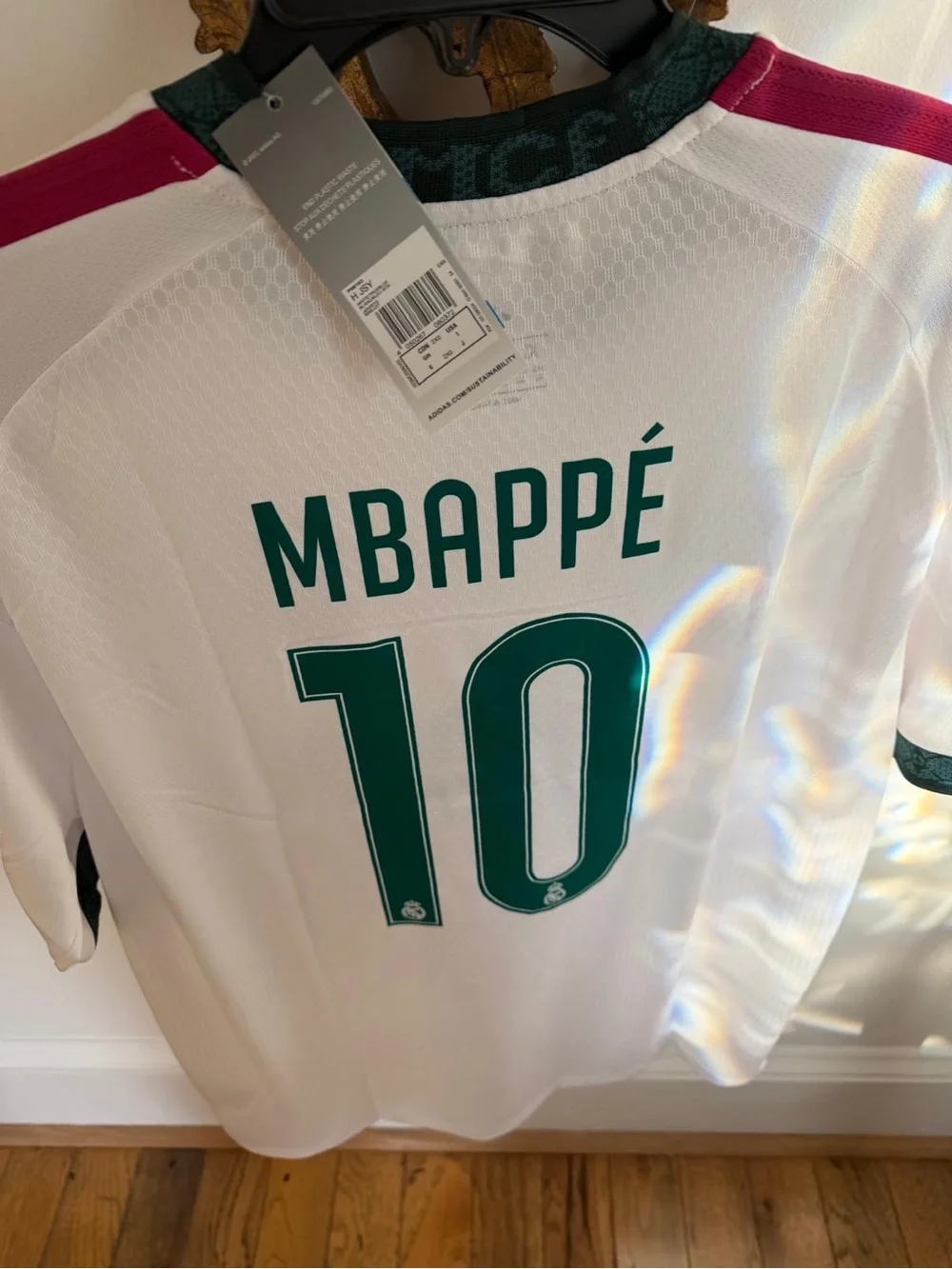 adidas Real Madrid Home Jersey in White with Pink & Green Accents